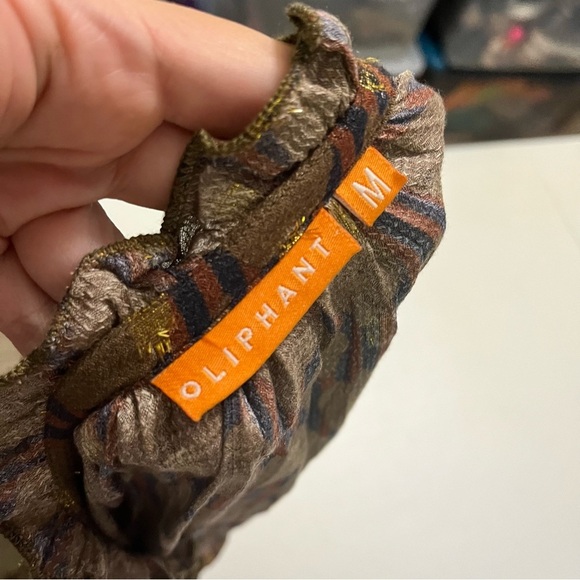 Oliphant Balloon Sleeve Short Dress Fig Olive Tassels Medium V2 - Picture 7 of 10